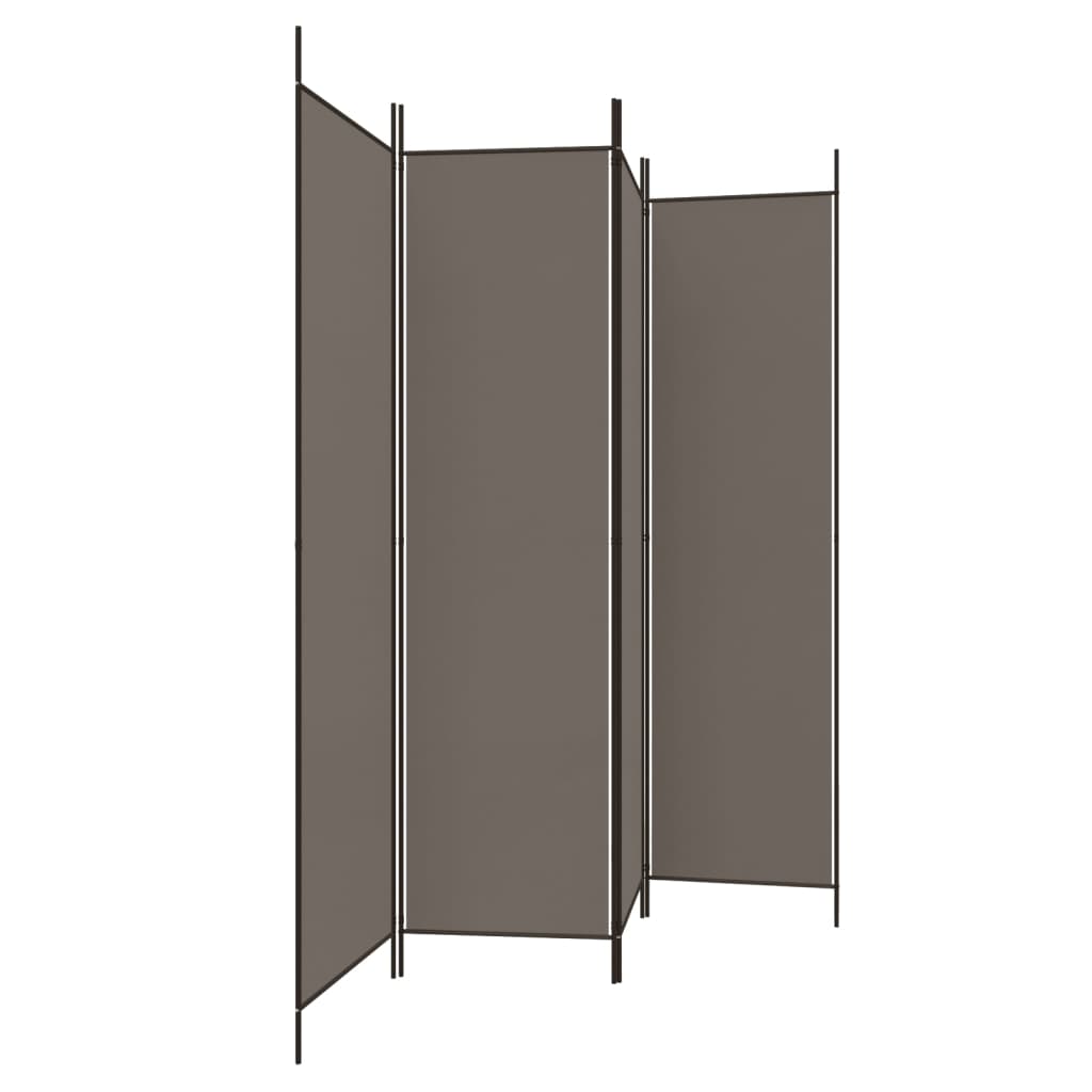 vidaXL Romdeler 4 paneler antrasitt 200x200 cm stoff