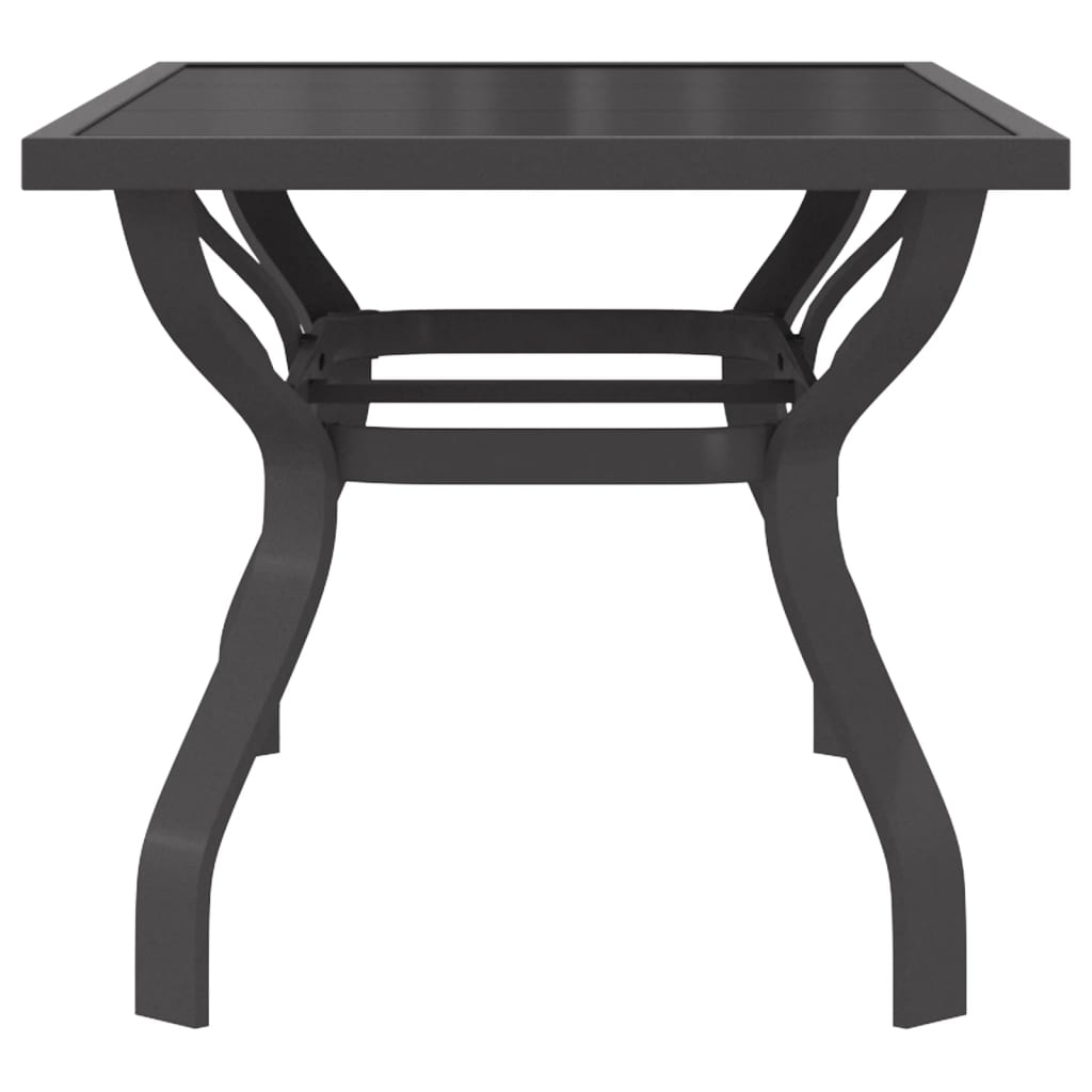 vidaXL Hagebord grå og svart 140x70x70 cm stål og glass