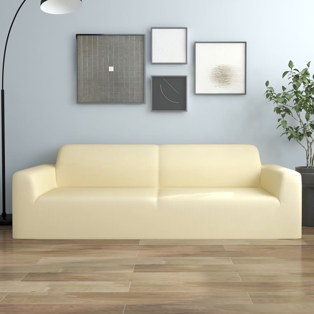 vidaXL 3-seters sofaovertrekk polyester kremhvit