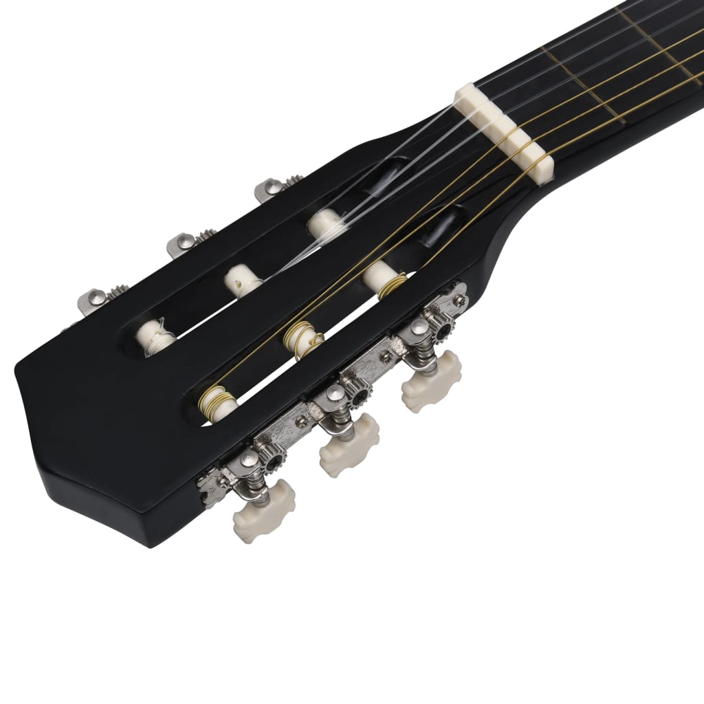 vidaXL Western klassisk gitarsett 12 deler med 6 strenger svart 38"