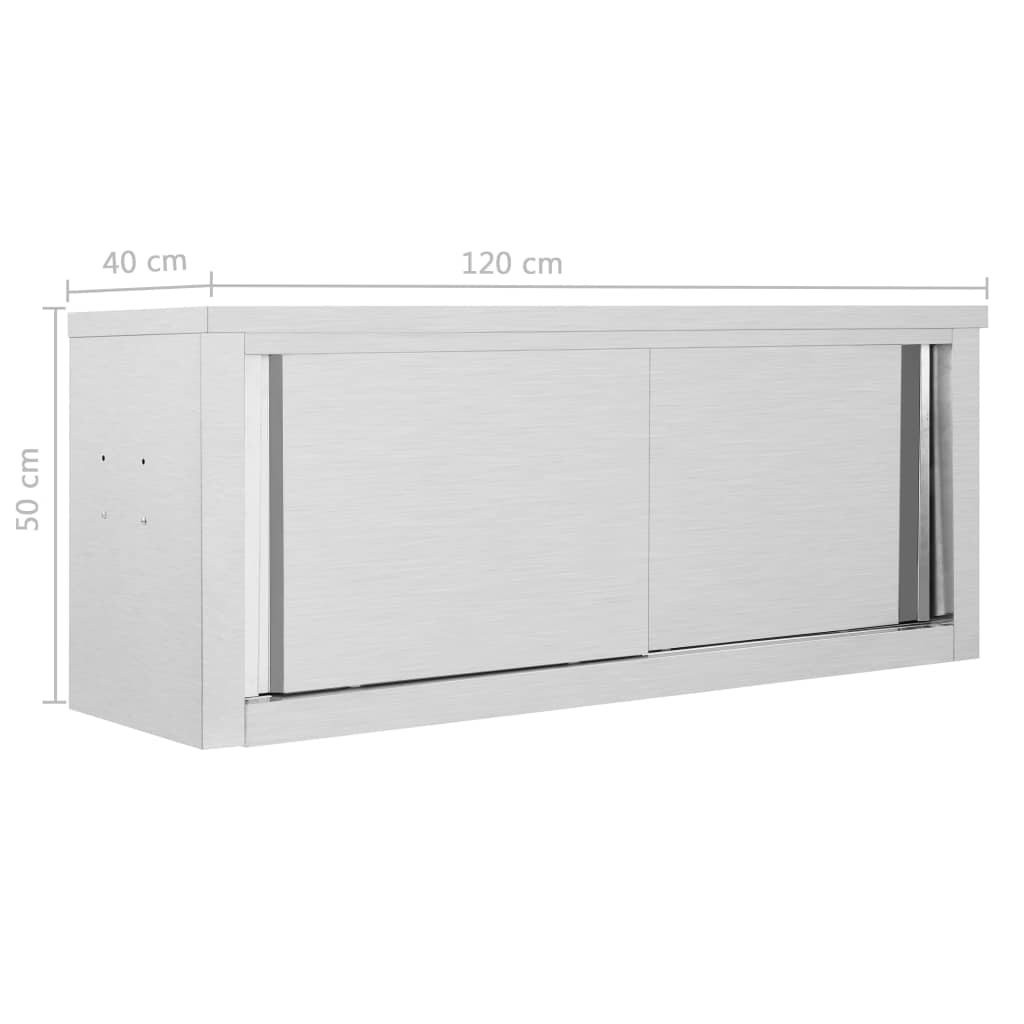 vidaXL Kjøkkenskap vegg med skyvedører 120x40x50 cm rustfritt stål