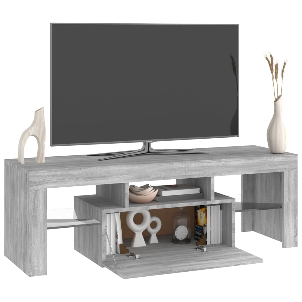 vidaXL TV-benk med LED-lys grå sonoma eik 120x35x40 cm