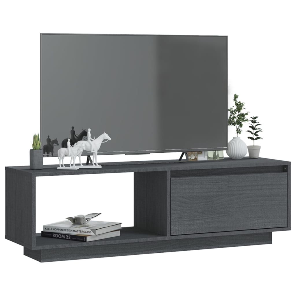 vidaXL TV-benk 110x30x33,5 cm heltre furu grå