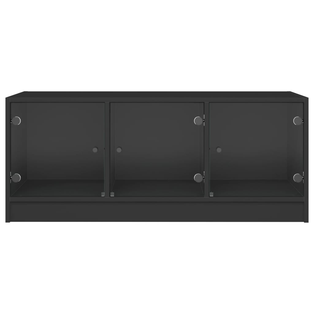 vidaXL Salongbord med glassdører svart 102x50x42 cm