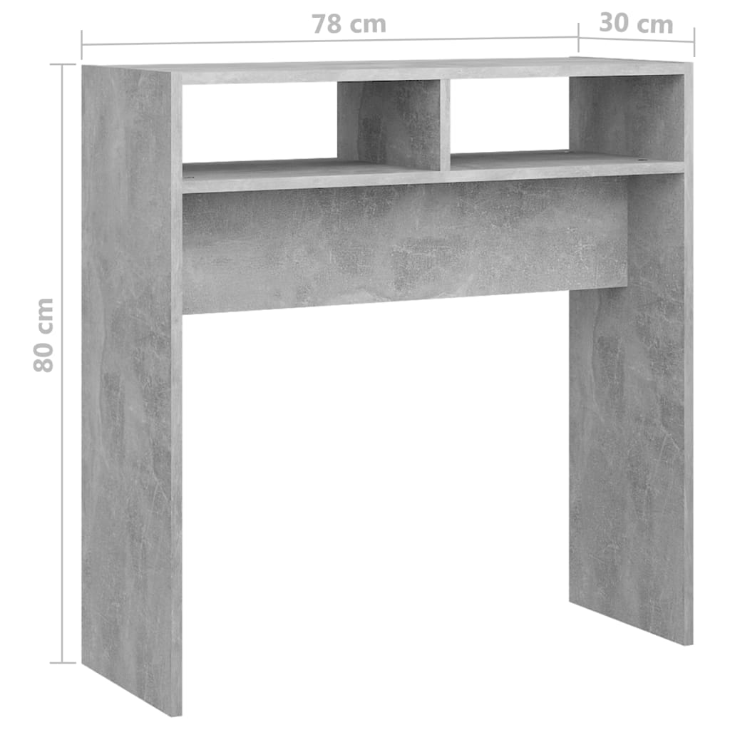 vidaXL Konsollbord betonggrå 78x30x80 cm sponplate