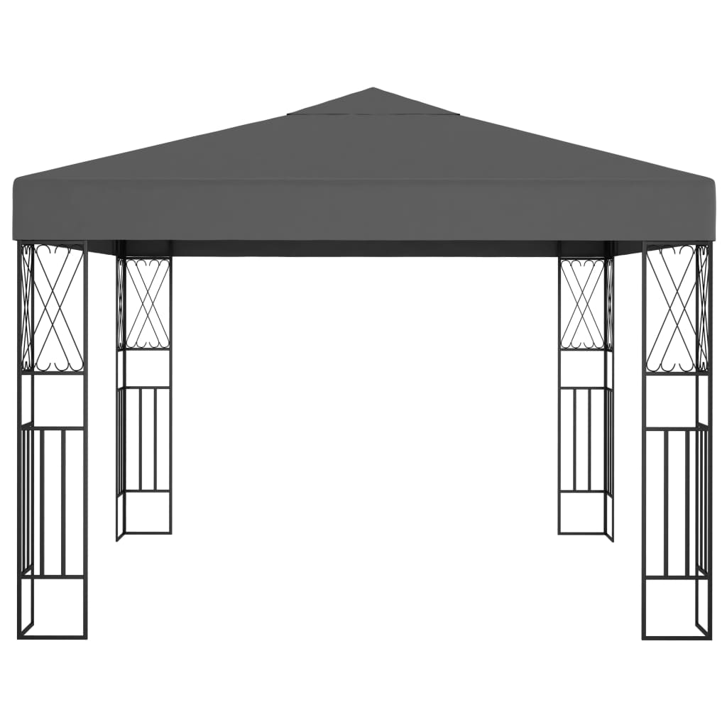 vidaXL Paviljong med LED-lysslynge 3x3 m antrasitt stoff