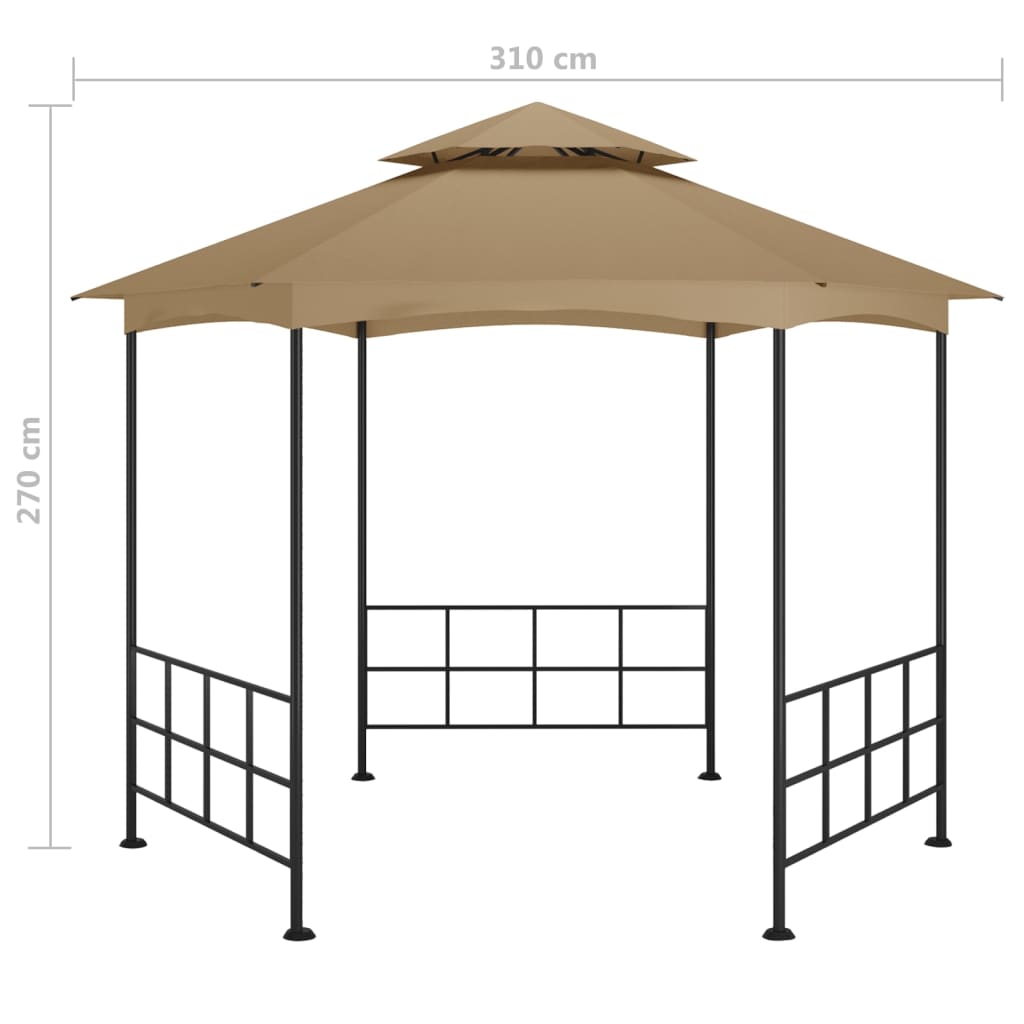 vidaXL Paviljong med sidevegger 3,1x2,7 m gråbrun