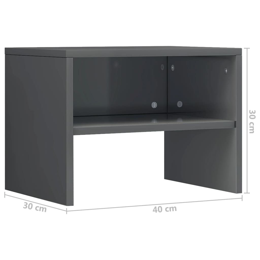 vidaXL Nattbord 2 stk høyglans grå 40x30x30 cm sponplate