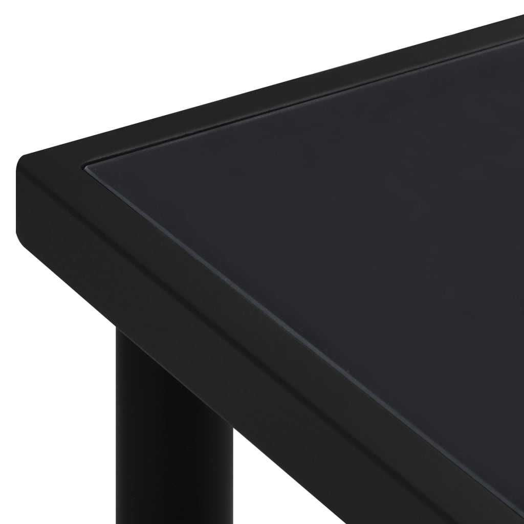 vidaXL Hagebord med glassplate svart 150x90x74 cm stål