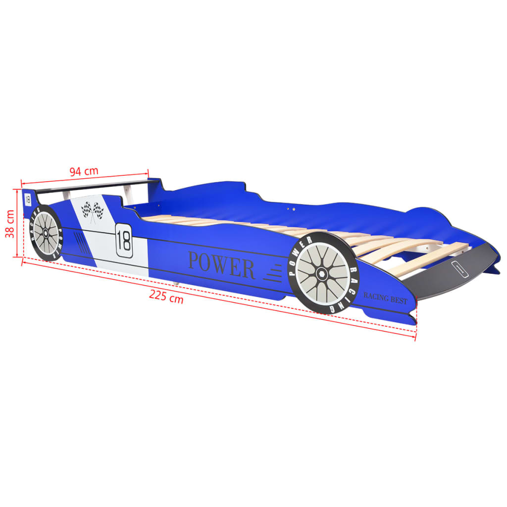 vidaXL Barnas reserbil-seng 90x200 cm blå