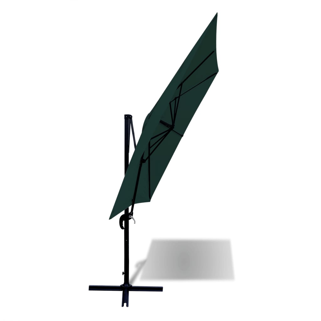 vidaXL Fritthengende parasoll 2,5x2,5 m firkantet aluminium grønn