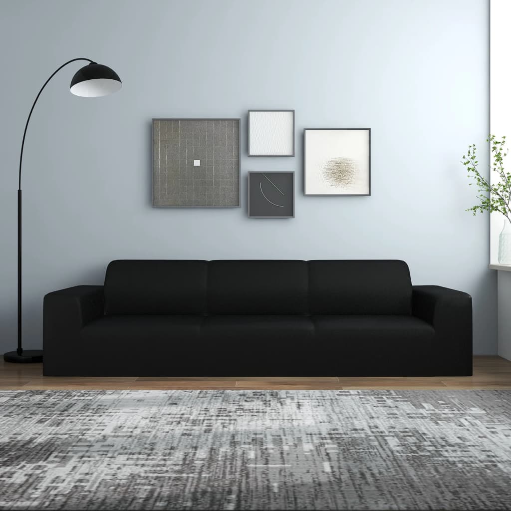 vidaXL 4-seters sofaovertrekk polyester svart