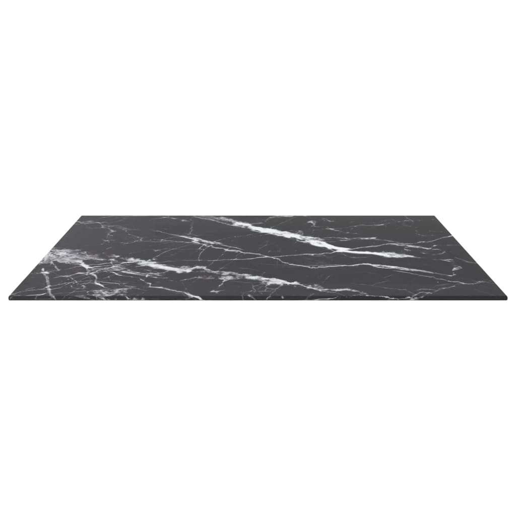 vidaXL Bordplate svart 80x80 cm 6 mm herdet glass med marmor design