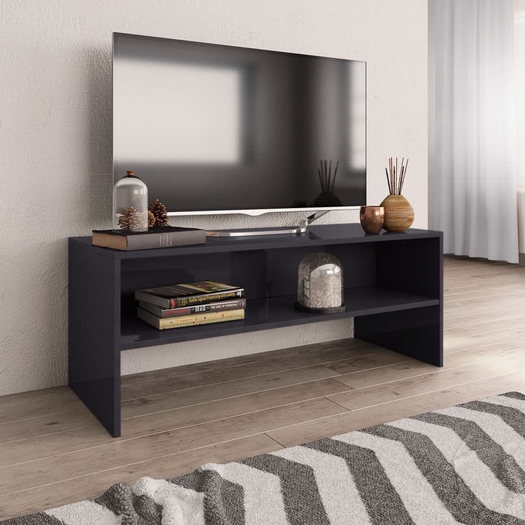 vidaXL TV-benk høyglans grå 100x40x40 cm konstruert tre