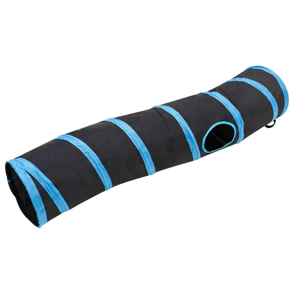 vidaXL Kattetunnel s-form svart og blå 122 cm polyester