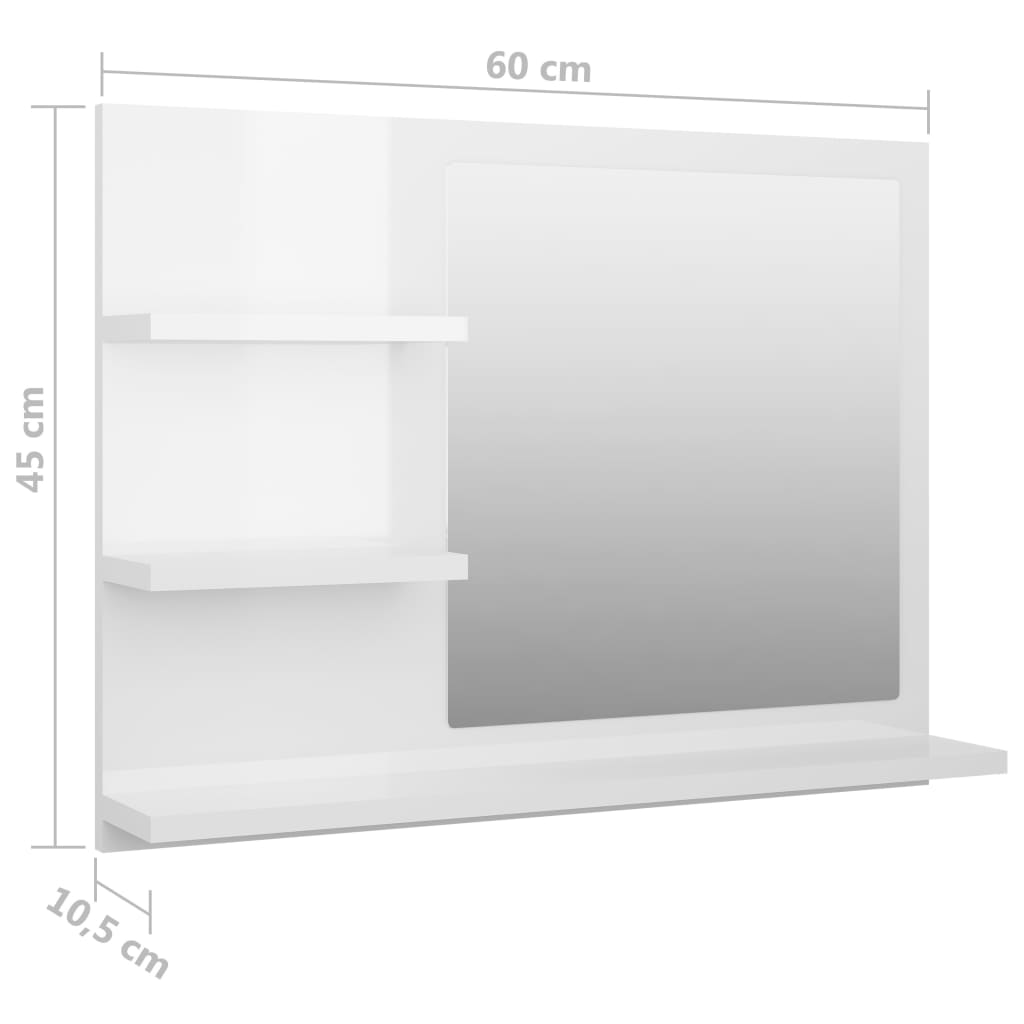 vidaXL Baderomsspeil høyglans hvit 60x10,5x45 cm sponplate
