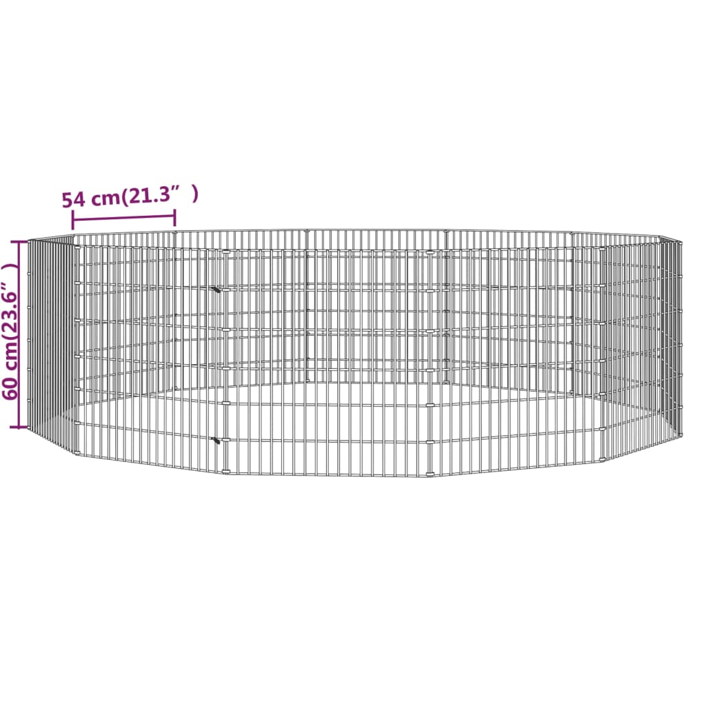 vidaXL Kaninbur med 12 paneler 54x60 cm galvanisert jern