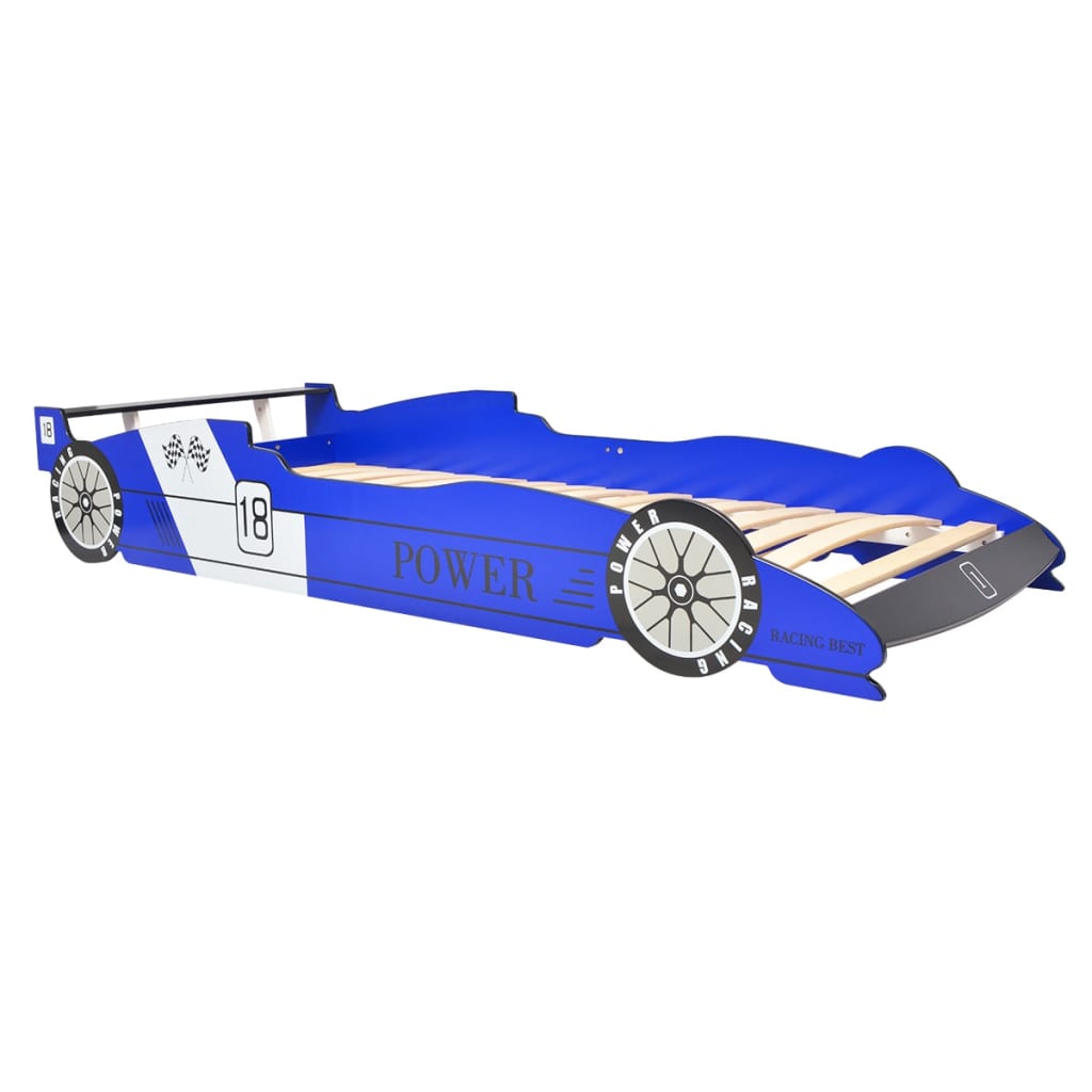 vidaXL Barnas racerbilseng med LED 90x200 cm blå