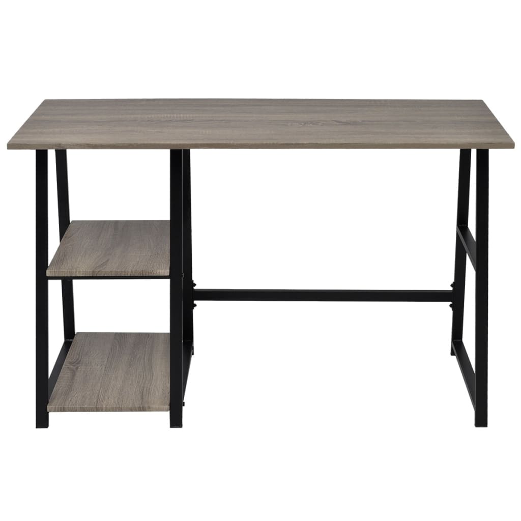 vidaXL Skrivebord med 2 hyller grå og eik
