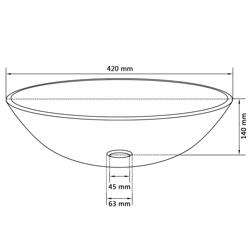 VidaXL Basin Herdet Glass 42 cm Gjennomsiktig
