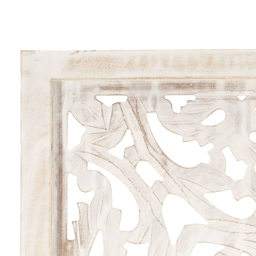 vidaXL Romdeler håndskåret 3 paneler hvit 120x165 cm heltre mango