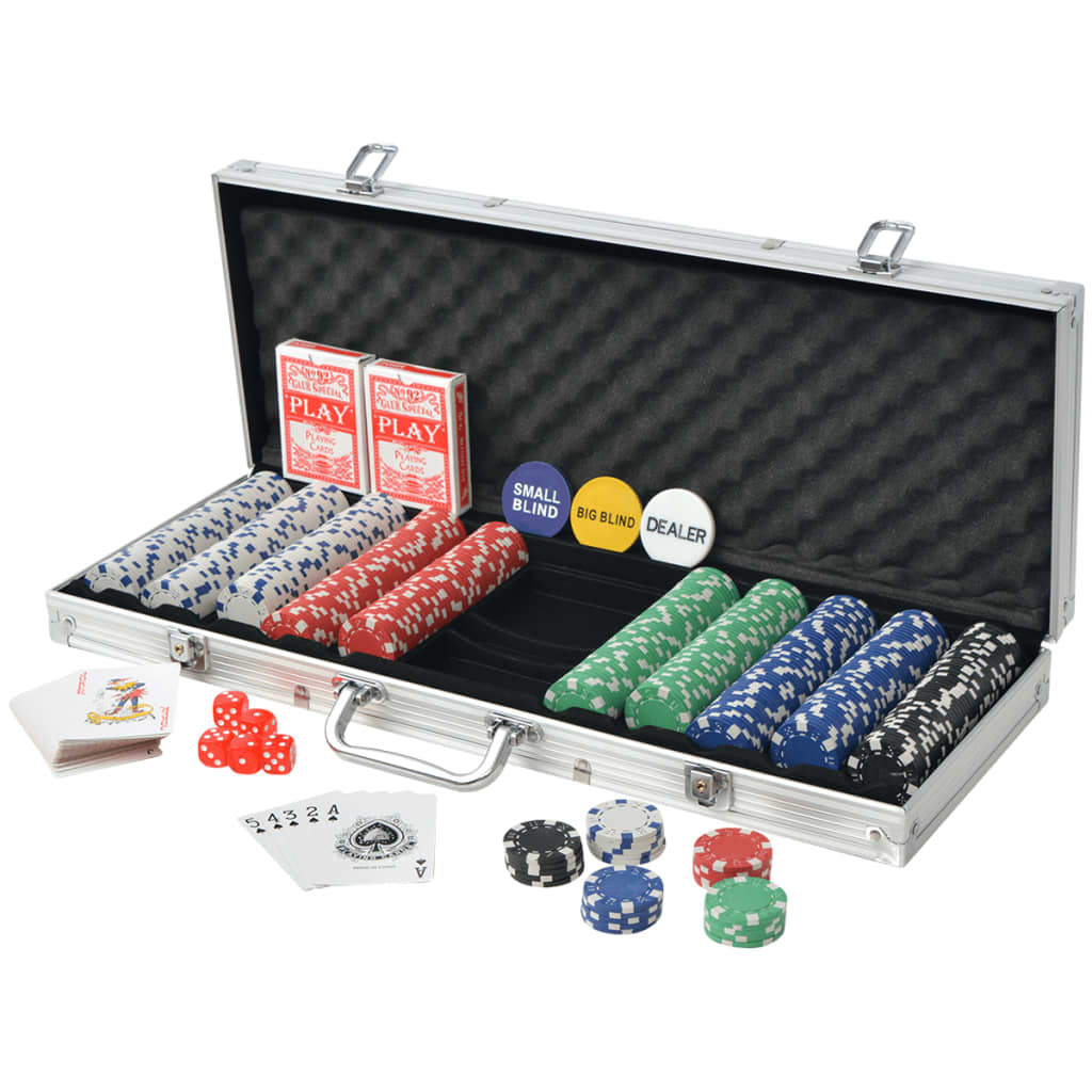 vidaXL Pokersett med 500 sjetonger aluminium