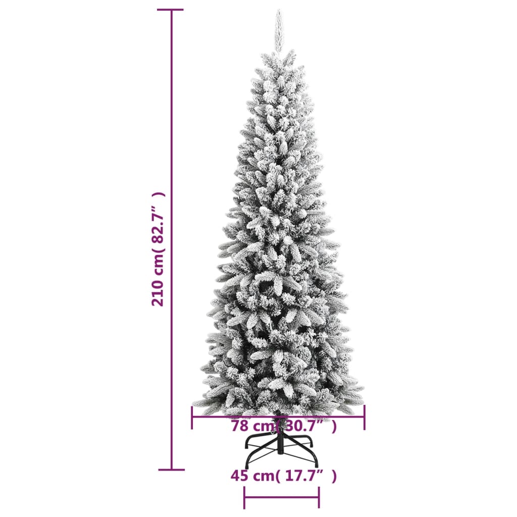 vidaXL Kunstig juletre med flokket snø 210 cm PVC og PE