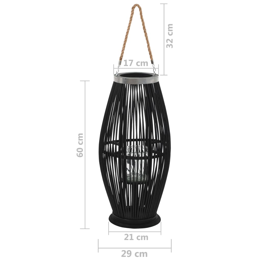 vidaXL Hengelanterne for stearinlys bambus svart 60 cm