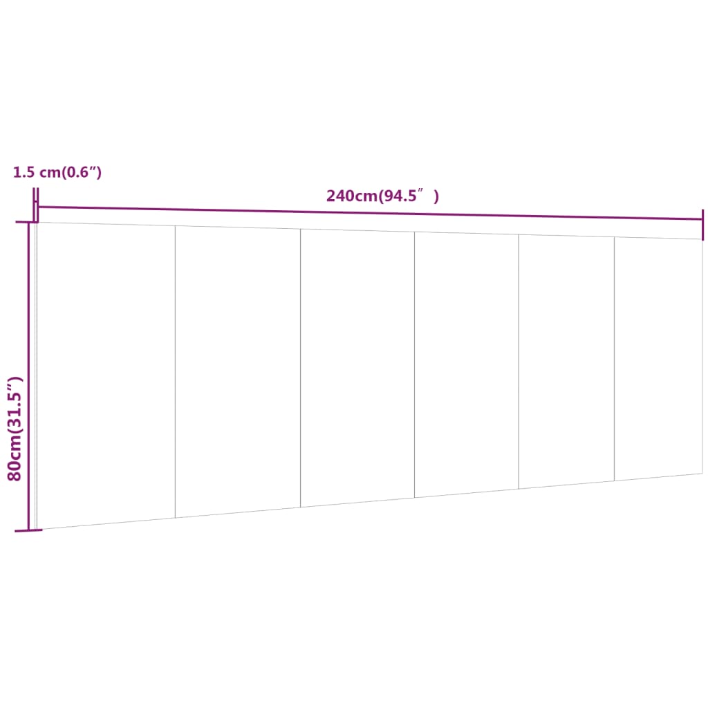 vidaXL Vegghengt sengegavl grå sonoma 240x1,5x80 cm konstruert tre