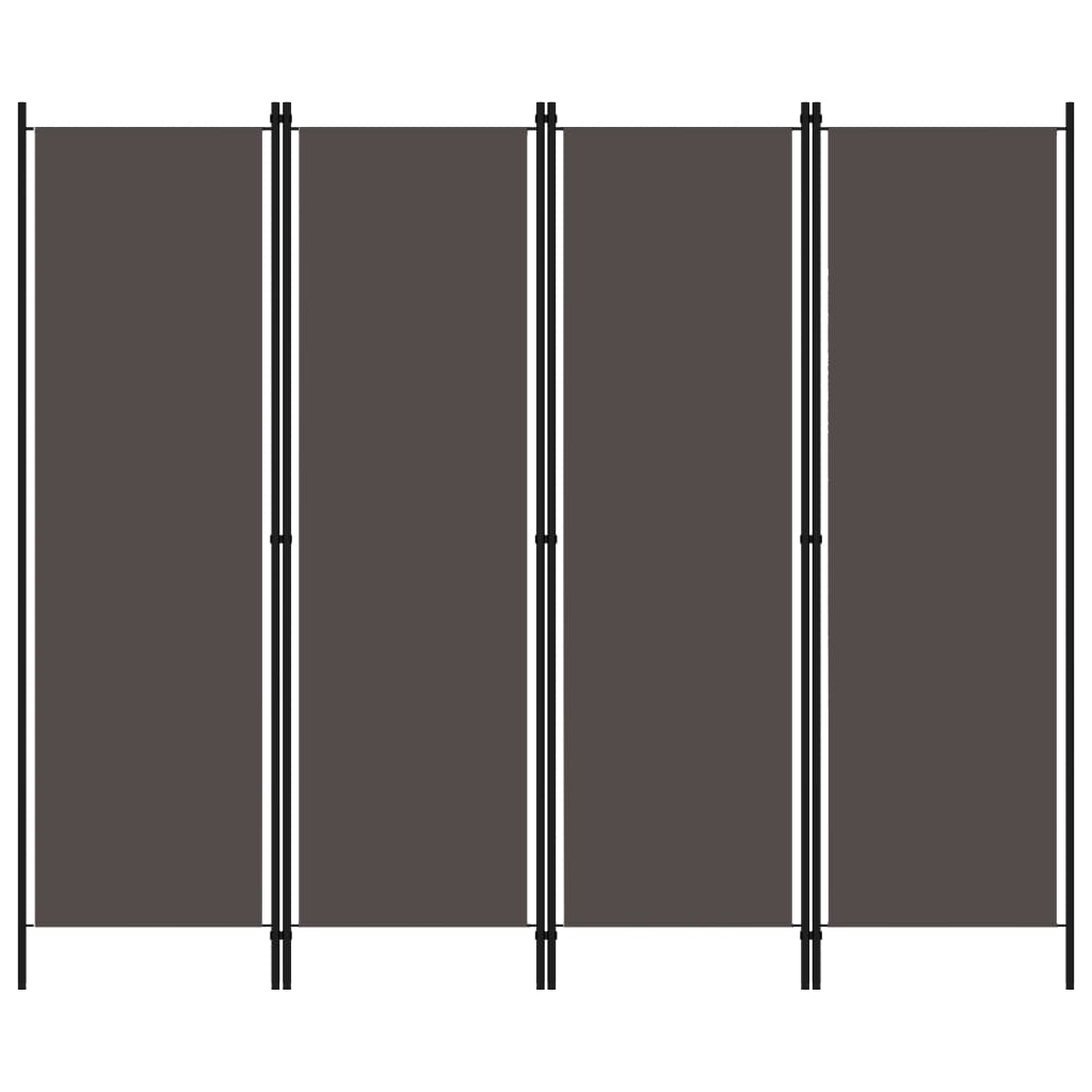 vidaXL Romdeler 4 paneler antrasitt 200x180 cm
