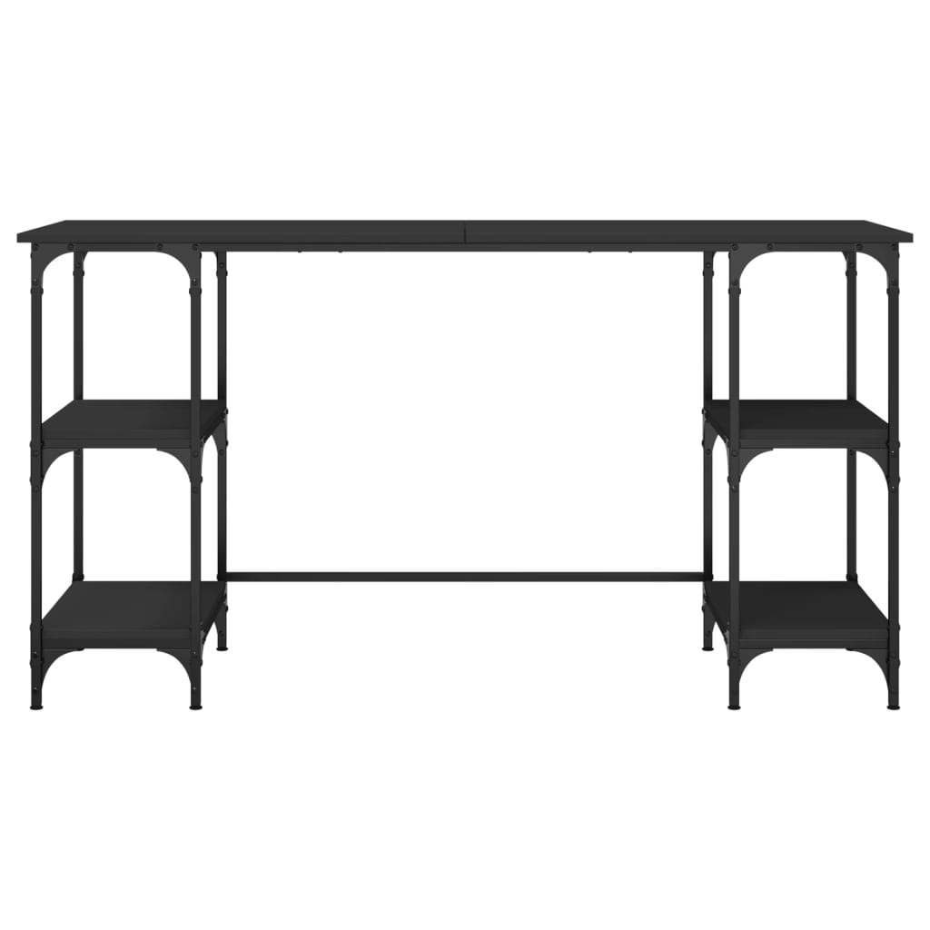 vidaXL Skrivebord svart 140x50x75 cm metall og konstruert tre