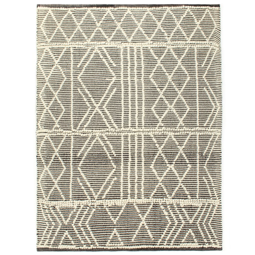 vidaXL Håndvevd teppe ull 120x170 cm svart/hvit