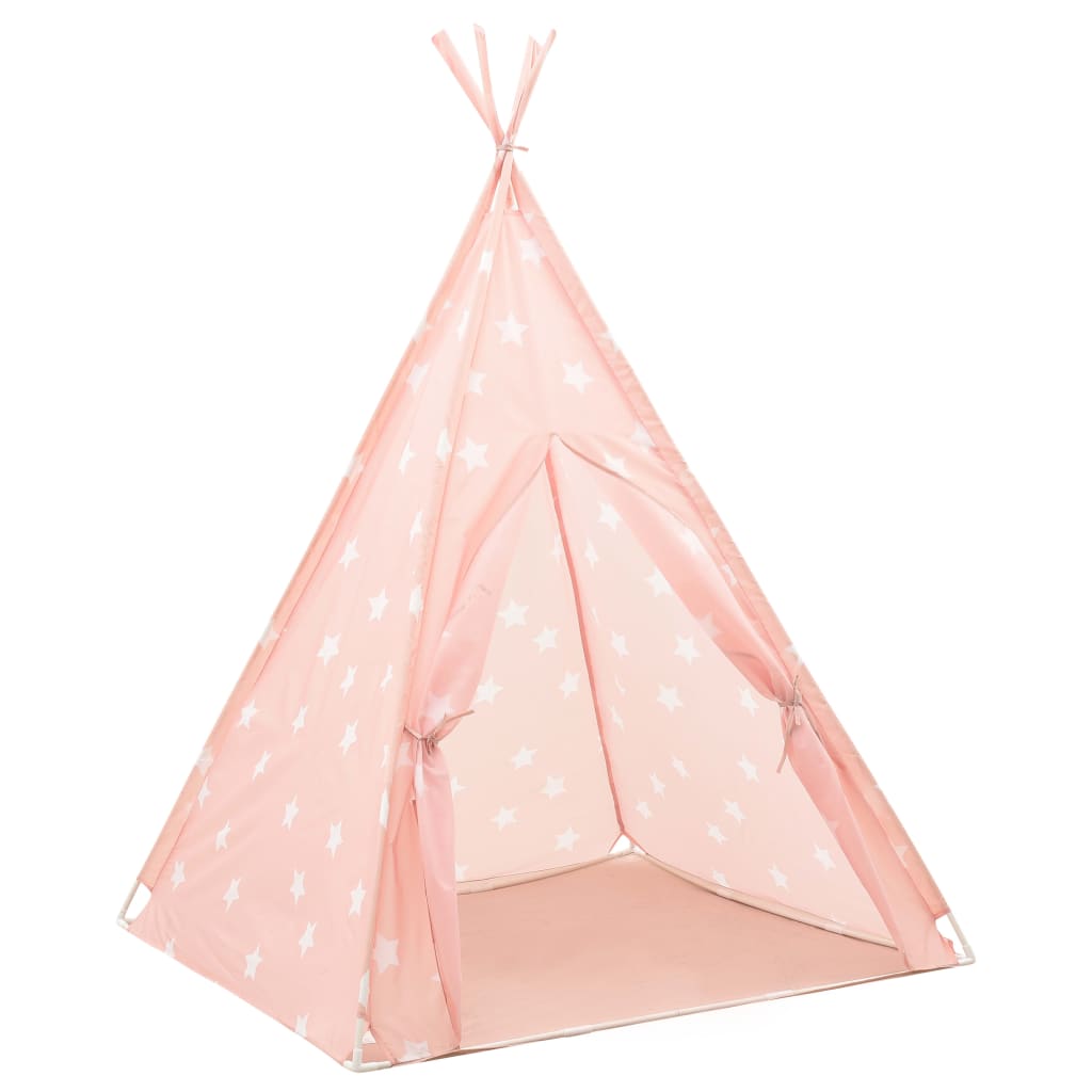 vidaXL Tipi-telt for barn med pose polyester rosa 115x115x160 cm
