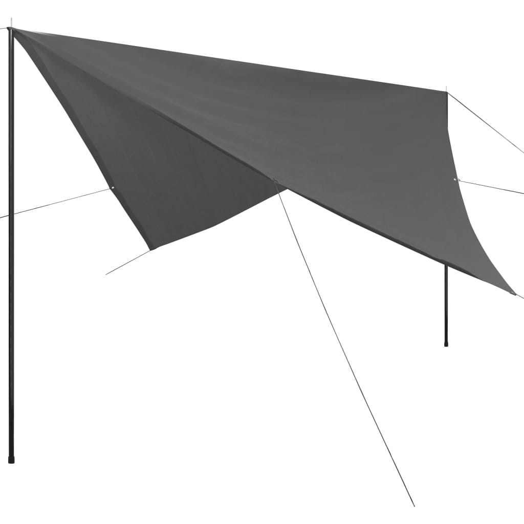 vidaXL Solskjerm med stenger HDPE firkantet 4x4 m hvit