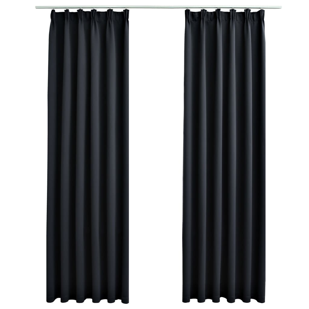 vidaXL Lystette gardiner med kroker 2 stk svart 140x245 cm