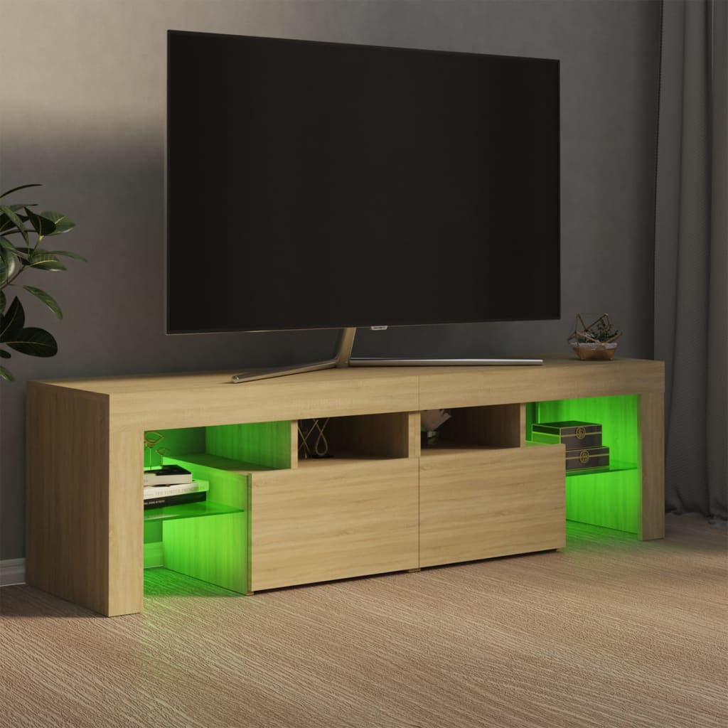 vidaXL TV-benk med LED-lys sonoma eik 140x36,5x40 cm
