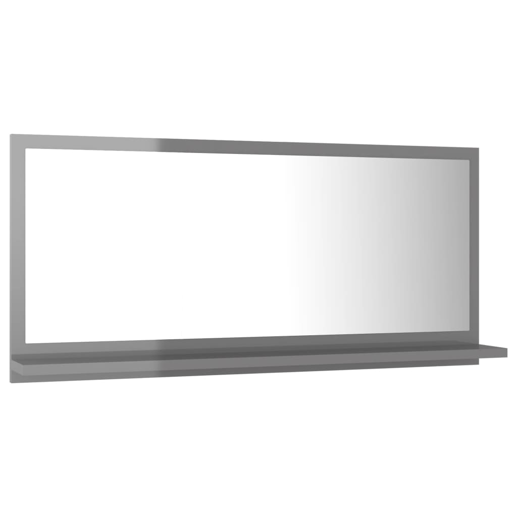 vidaXL Baderomsspeil høyglans grå 80x10,5x37 cm sponplate
