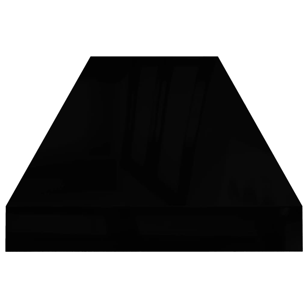vidaXL Flytende vegghyller 2 stk høyglans svart 90x23,5x3,8 cm MDF