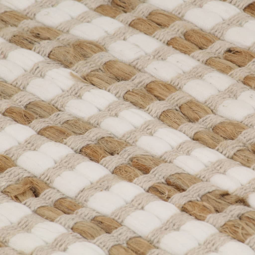 vidaXL Håndvevd teppe jute stoff 120x180 cm naturell og hvit