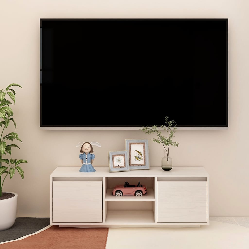 vidaXL TV-benk 110x30x40 cm heltre furu hvit