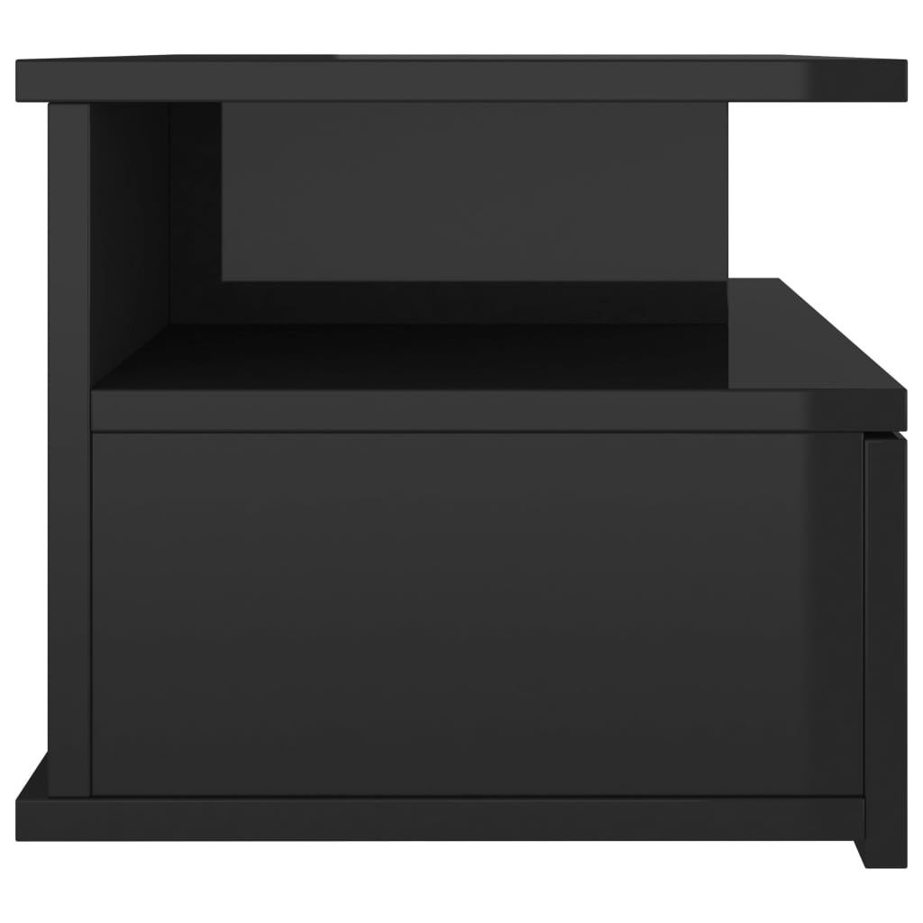 vidaXL Flytende nattbord høyglans svart 40x31x27 cm sponplate