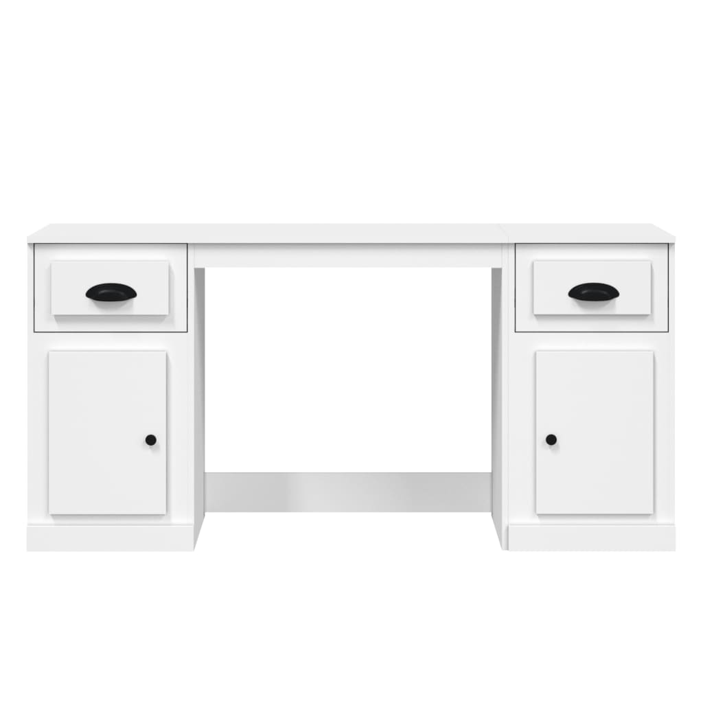 vidaXL Skrivebord med skap hvit konstruert tre