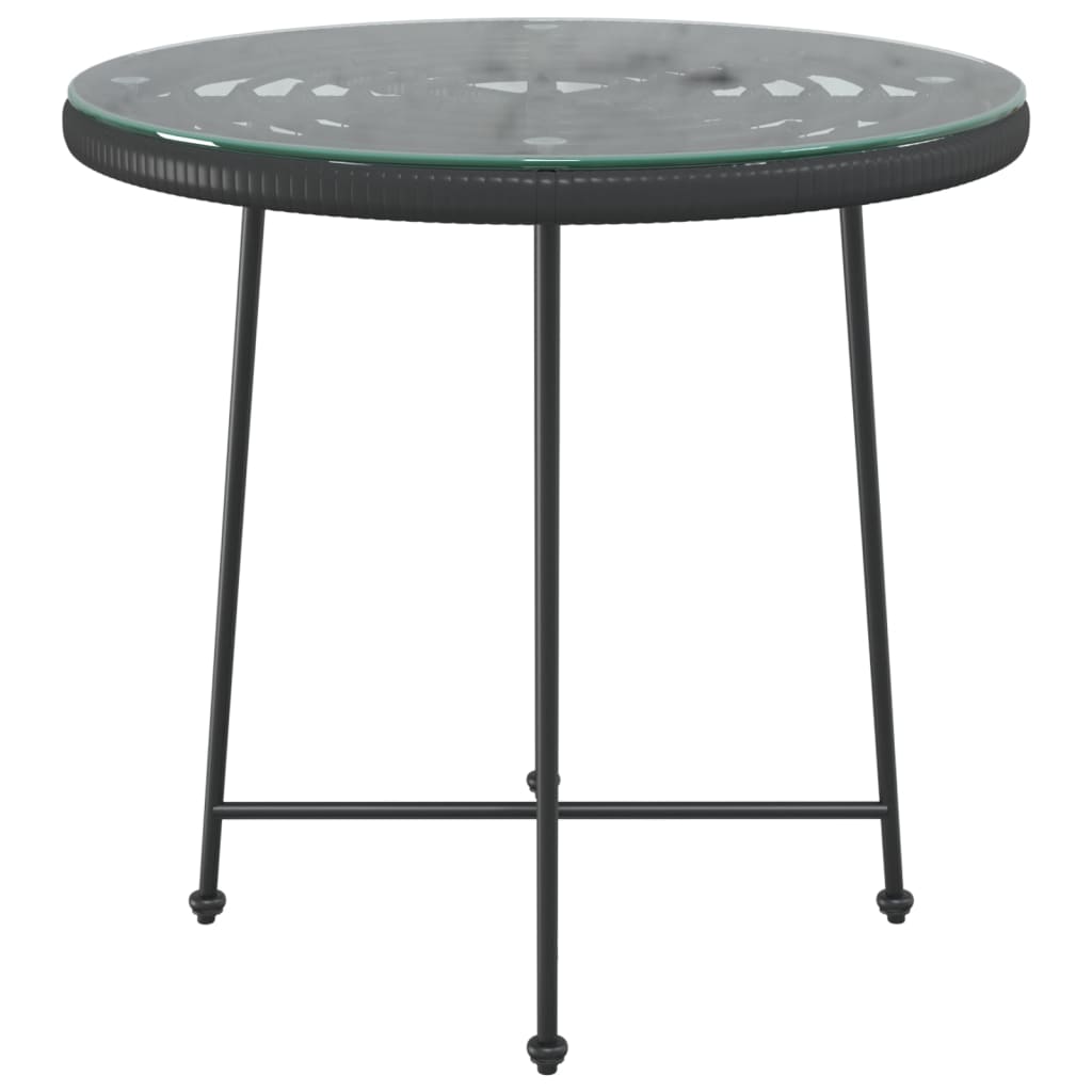 vidaXL Spisebord svart Ø80 cm herdet glass og stål