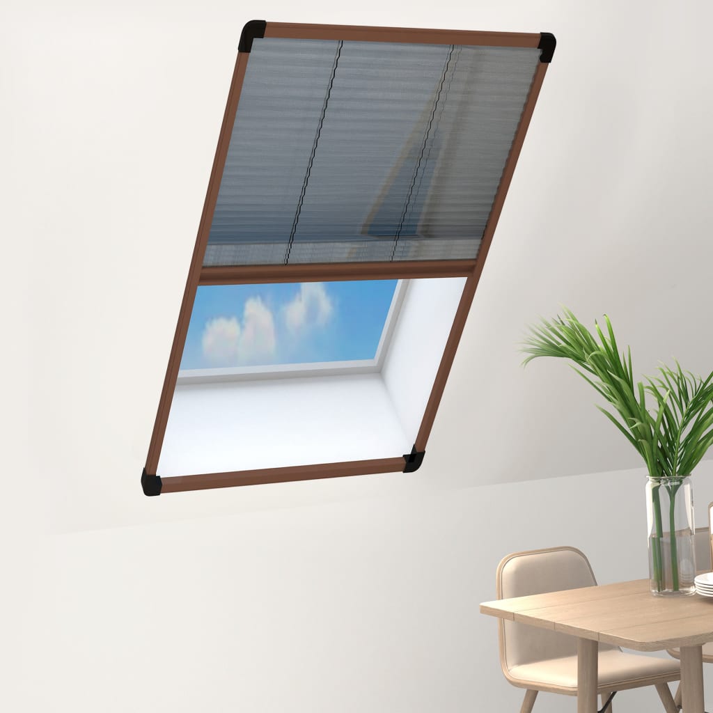 vidaXL Plissert insektskjerm for vindu aluminium brun 80x160 cm