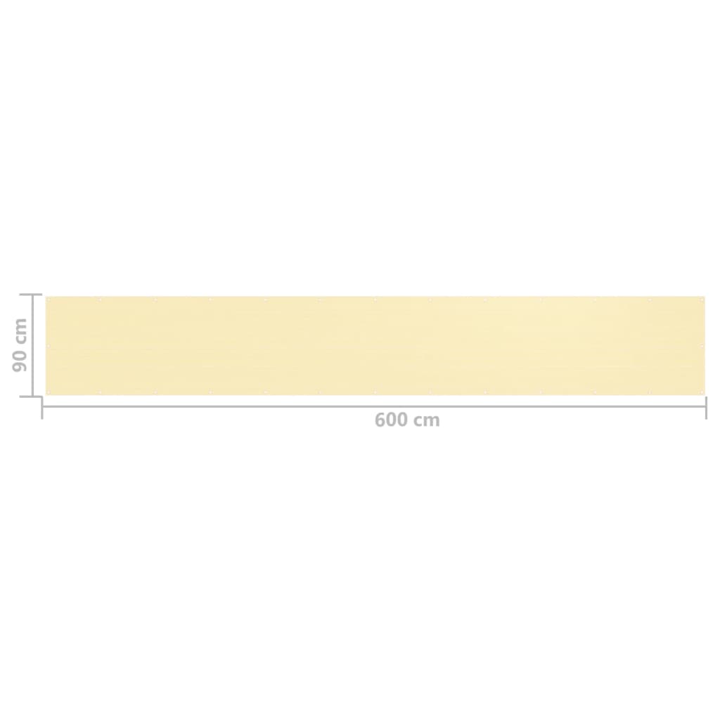 vidaXL Balkongskjerm beige 90x600 cm HDPE