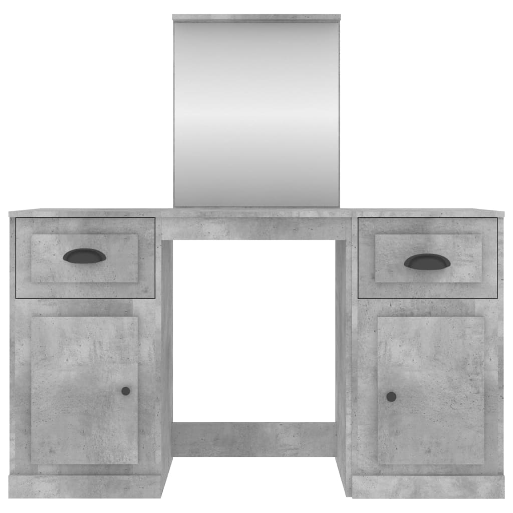 vidaXL Sminkebord med speil betonggrå 130x50x132,5 cm