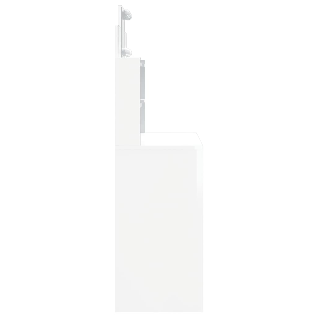 vidaXL Sminkebord med LED høyglans hvit 96x40x142 cm