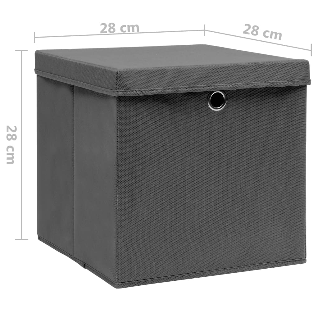 vidaXL Oppbevaringsbokser med deksler 4 stk 28x28x28 cm grå