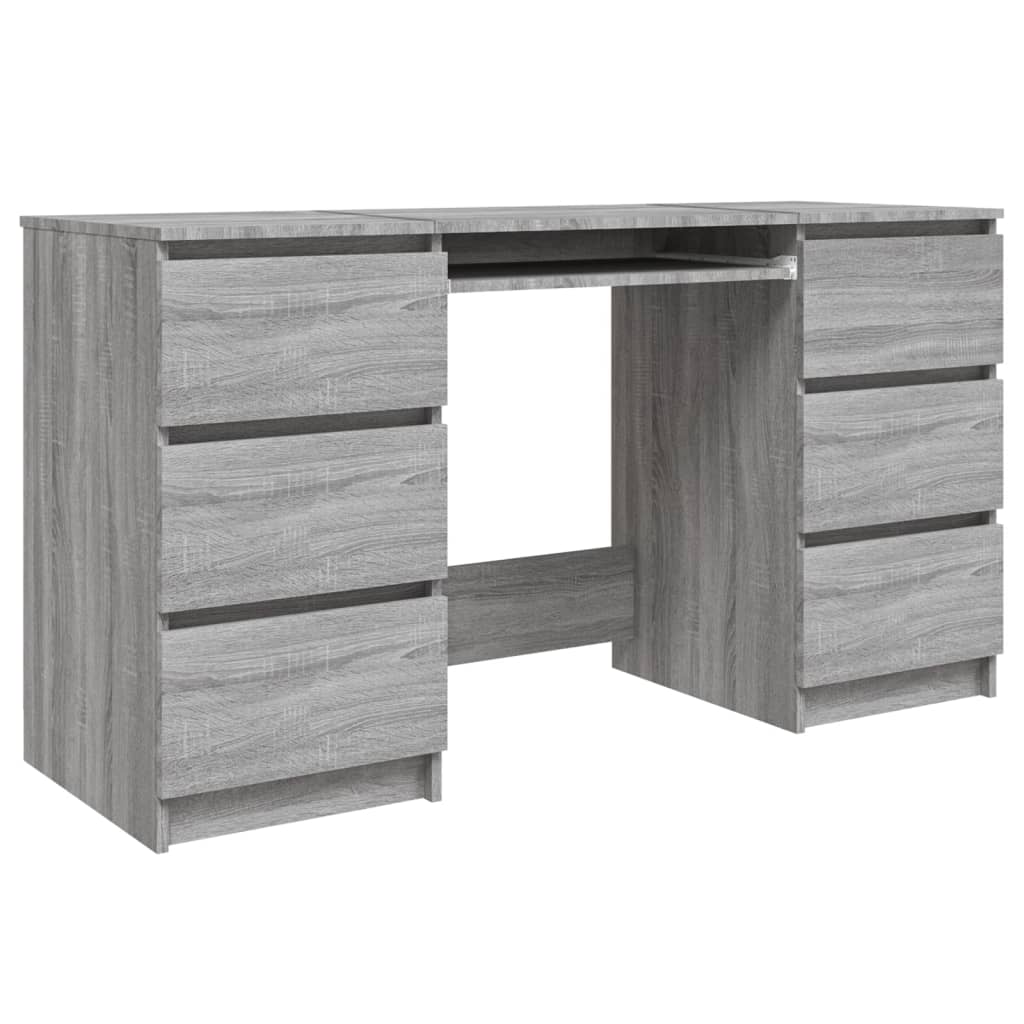 vidaXL Skrivebord grå sonoma 140x50x77 cm konstruert tre