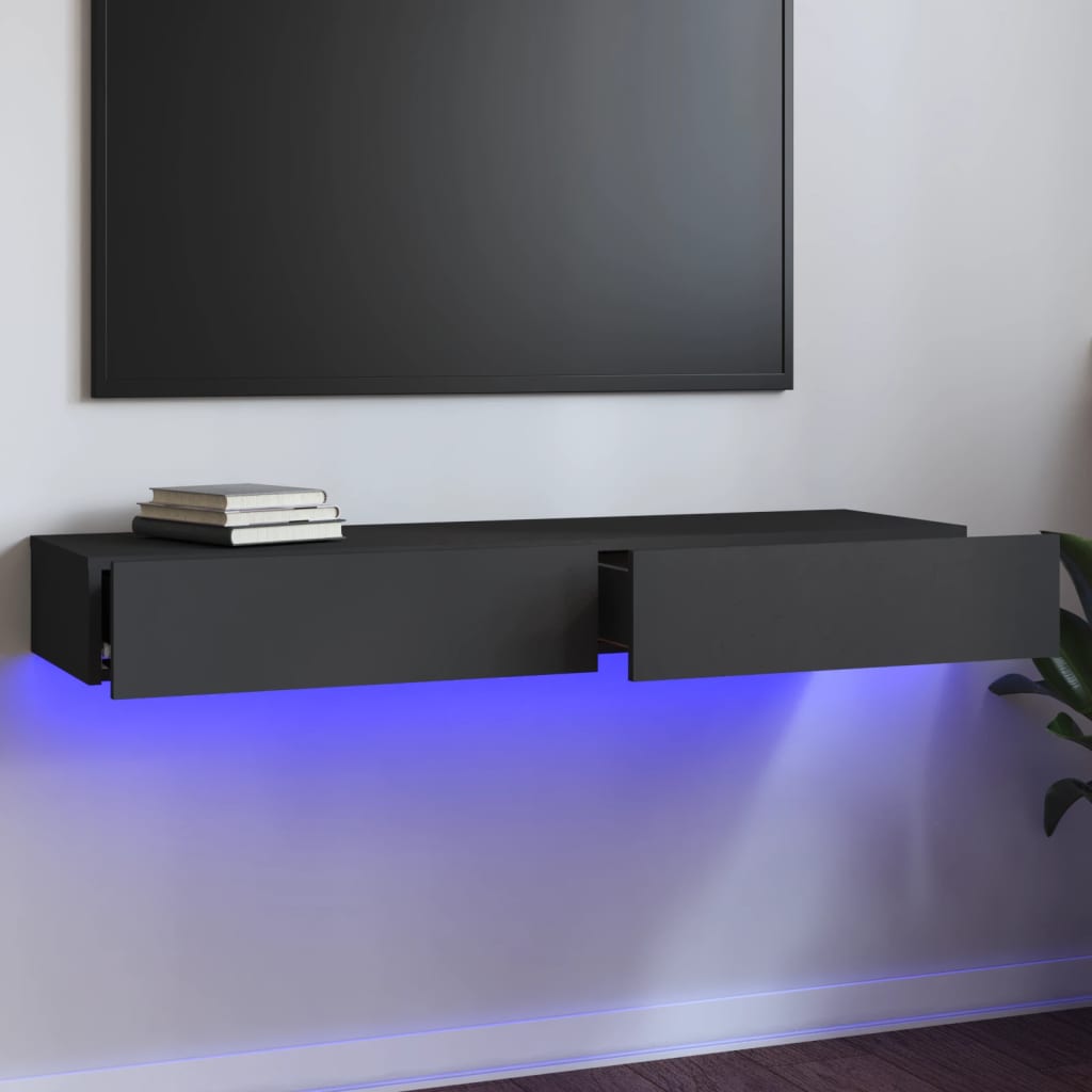 vidaXL TV-benk med LED-lys grå 120x35x15,5 cm